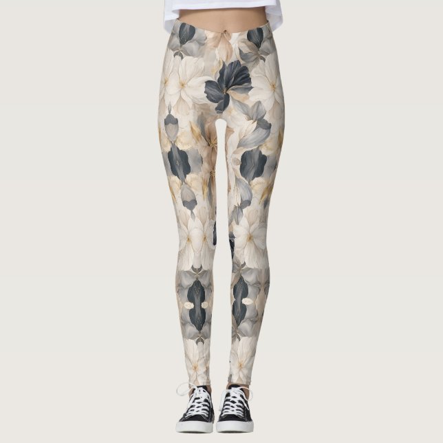 Leggings Abstraction Florale Artistique de Luxe (Devant)