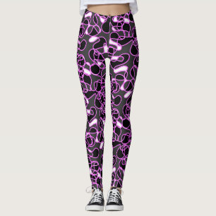 Leggings Abstrait 290523 Noir, Magenta et Blanc
