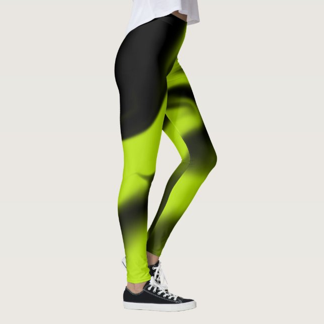 Leggings Abstrait 3 en noir et vert citron (Droite)