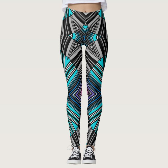 Leggings Abstrait à rayures à rayures rayées ethno triba (Devant)