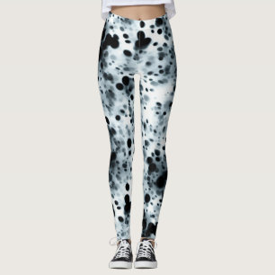 Leggings Abstrait Art Inky Blue Polka Dot Storm