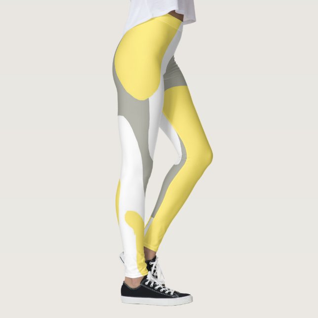 Leggings Abstrait Art jaune blanc gris pastel (Droite)