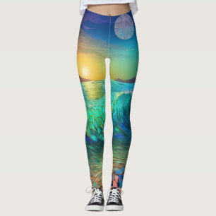 Leggings Abstrait Azure Seascape