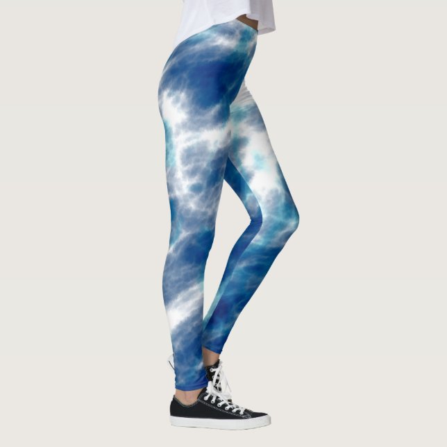 Leggings Abstrait bleu et blanc (Droite)