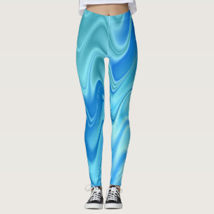 Leggings Abstrait Bleu Ondulé