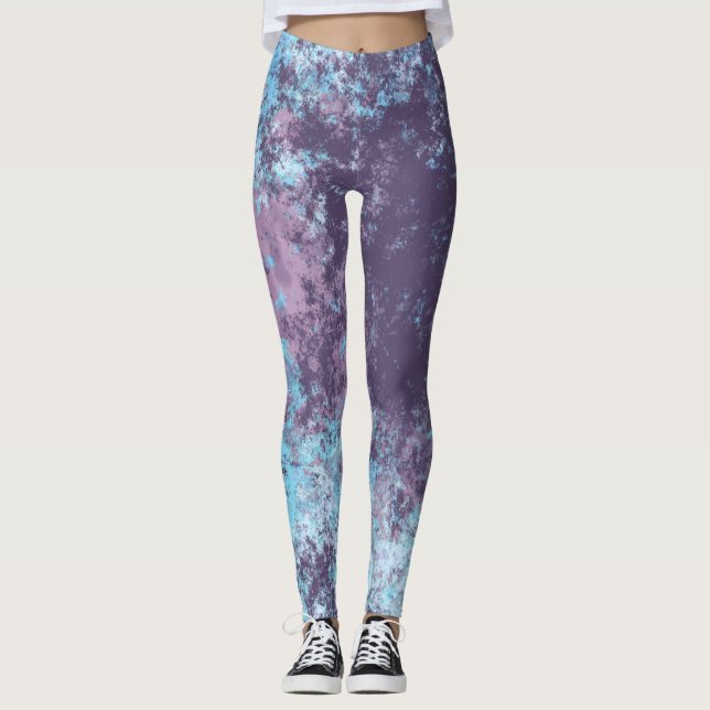 Leggings Abstrait bleu rose et violet (Devant)