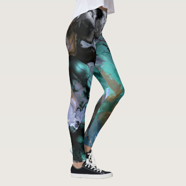 Leggings Abstrait bleu, turquoise et violet (Droite)