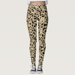 Leggings Abstrait Brown à la mode Sepia Leopard Spots Motif