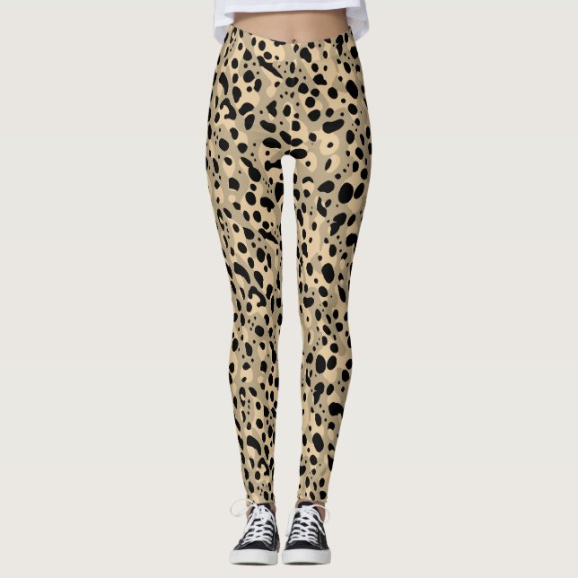 Leggings Abstrait Brown à la mode Sepia Leopard Spots Motif (Devant)
