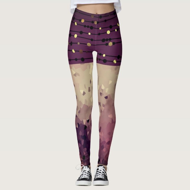 Leggings Abstrait, brun, rose, pattes brun rose (Devant)