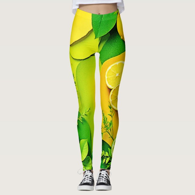 Leggings Abstrait citron citron citron citron citron et l'a (Devant)