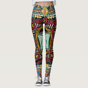 Leggings Abstrait coloré : design de poche carré.