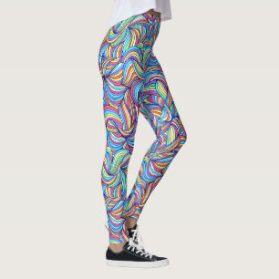 Leggings Abstrait coloré Doodle Swirl Motif, Amusant