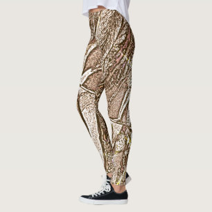 Leggings abstrait contemporain, grandes teintes motifs marr