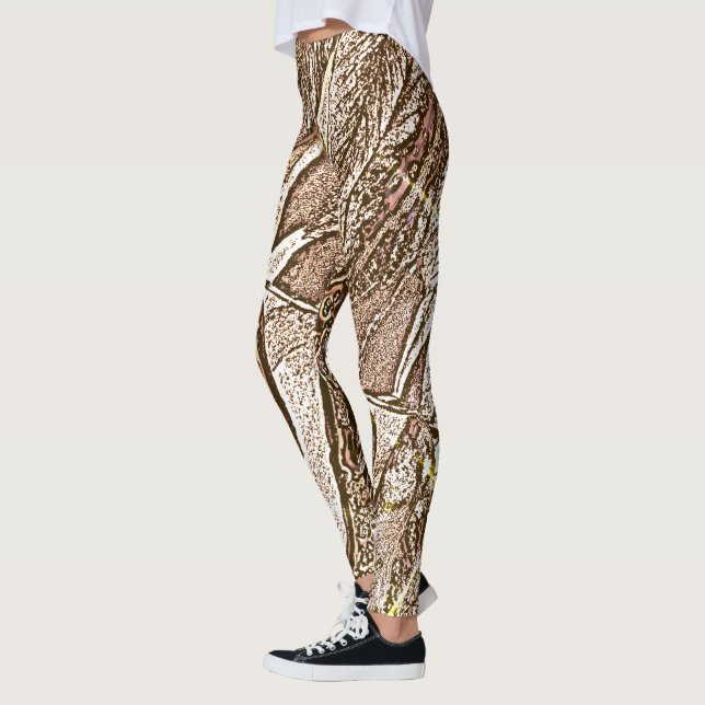 Leggings abstrait contemporain, grandes teintes motifs marr (Gauche)