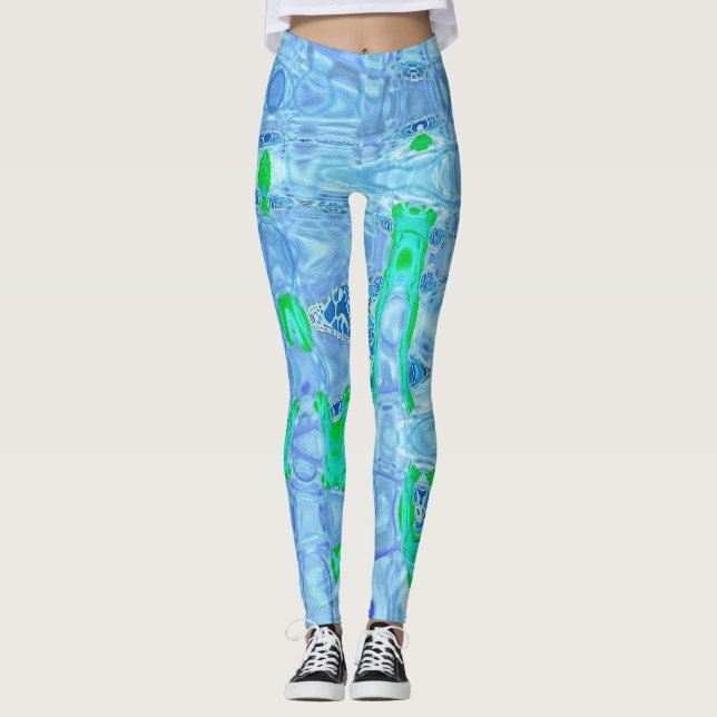 Leggings Abstrait Cosmique Lavande Gris Rétro Ondulations (Devant)