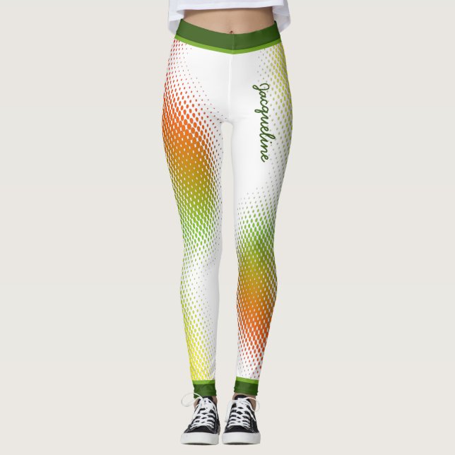 Leggings Abstrait dans les couleurs caribéennes avec nom su (Devant)