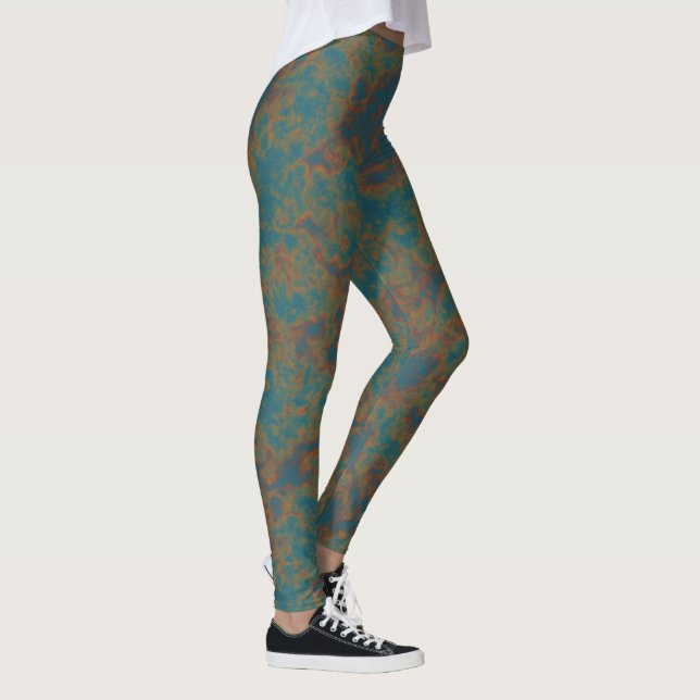Leggings Abstrait de rouille turquoise (Droite)