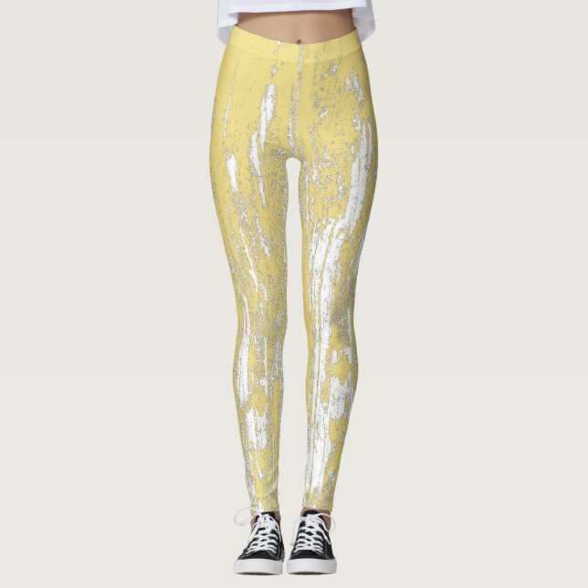 Leggings Abstrait, désorganisé, Cool Jaune tendance (Devant)