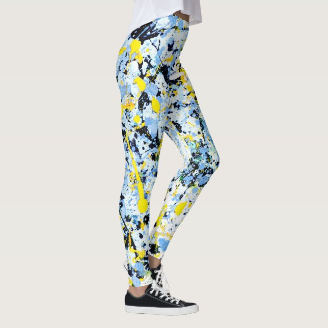 Leggings Abstrait en bleu, jaune et noir (Droite)