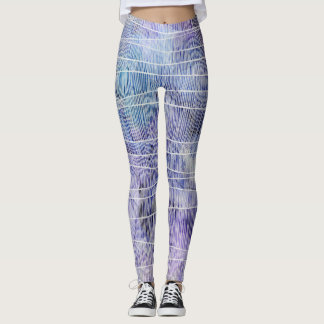 Leggings Abstrait Encre Alcoolique Lavande avec Lignes Fine