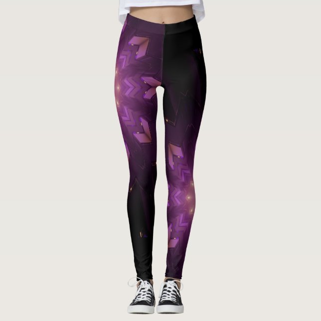 Leggings Abstrait Floral Fractal Art Berry couleurs (Devant)