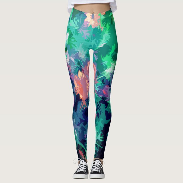 Leggings Abstrait Garden Flower Design (Devant)