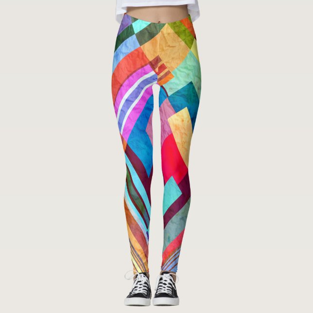 Leggings Abstrait géométrique, arrière - plan de couleur gr (Devant)