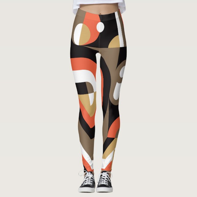 Leggings Abstrait géométrique : Conception futuriste de l'o (Devant)
