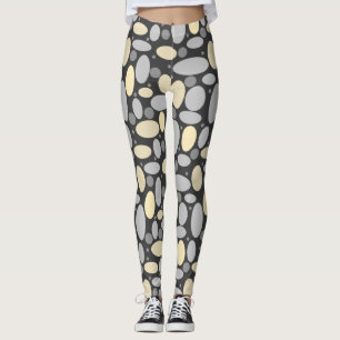 Leggings Abstrait gris gris beige pastel cailloux de mer pi