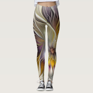 Leggings Abstrait Imaginaire coloré Fleur moderne Fractal