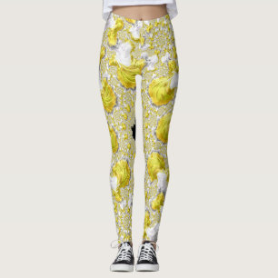 Leggings Abstrait jaune doré symétrique fractal