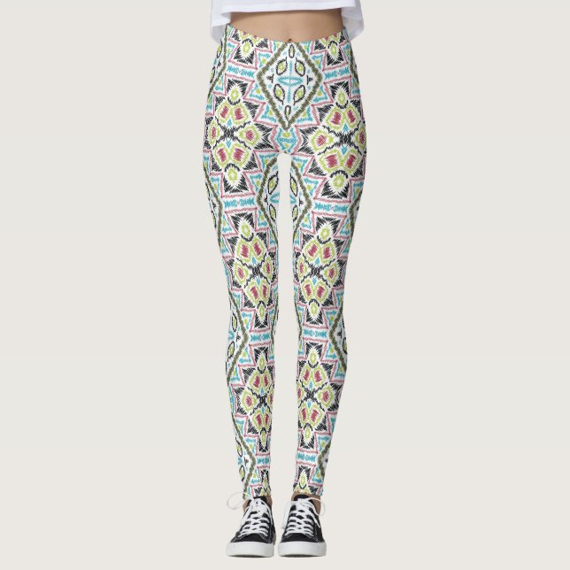 Leggings Abstrait mexicaine tribale rétro african ethno tra (Devant)