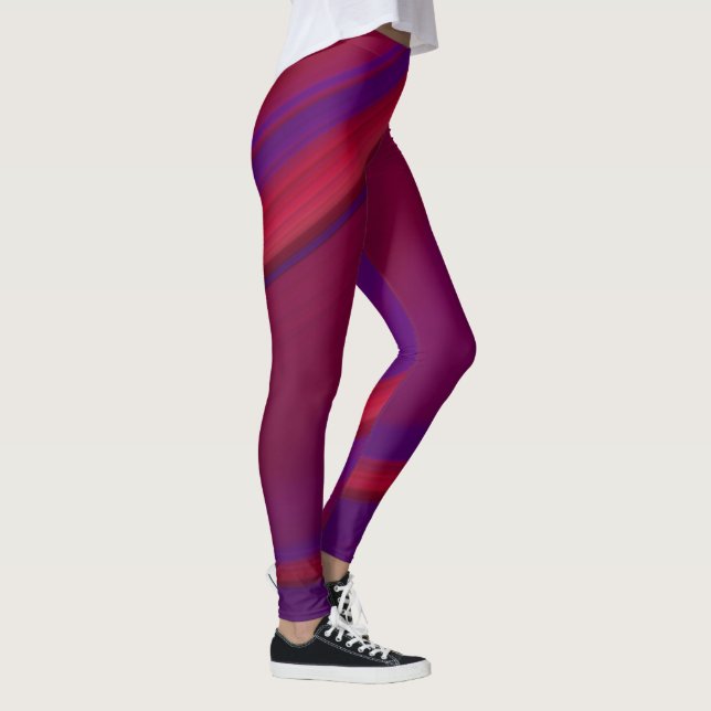 Leggings Abstrait minimaliste moderne rouge violet spirale (Droite)