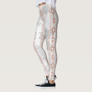 Leggings abstrait minimaliste or rose aztèque marbre blanc