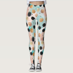 Leggings Abstrait moderne Brushstroke & Polka Dot Motif