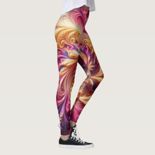Leggings Abstrait moderne de torréfaction rose, or et viole