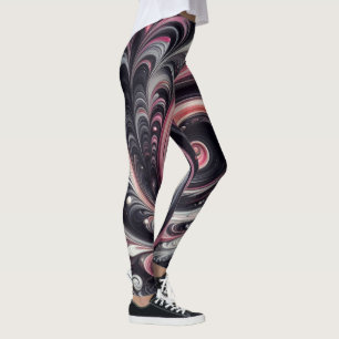 Leggings Abstrait moderne de tournage rose, noir et blanc