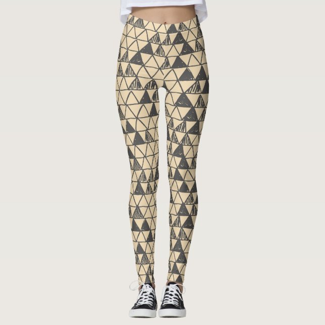 Leggings Abstrait Motif triangle Vintage. (Devant)