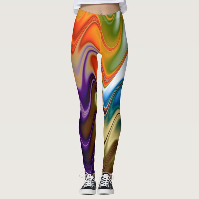 Leggings Abstrait Multicolore Ondulé (Devant)