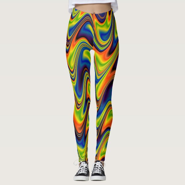 Leggings Abstrait Multicolore Ondulé (Devant)