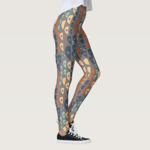 Leggings Abstrait multicolore turquoise, orange, bleu, gris
