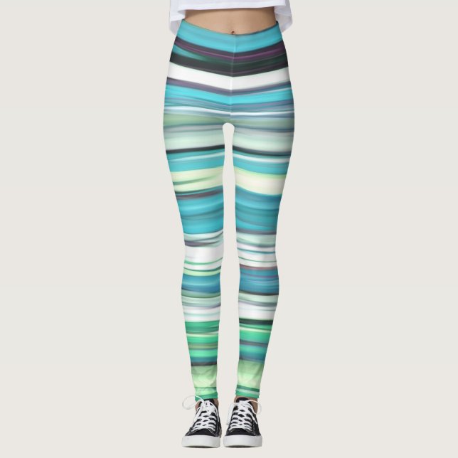 Leggings Abstrait n° 2 : bleu vert d'eau (Devant)