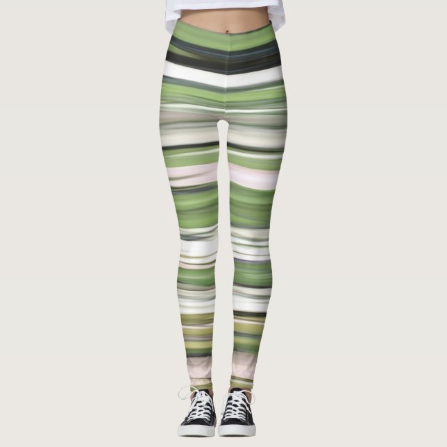 Leggings Abstrait n° 2 : Flou vert olive (Devant)