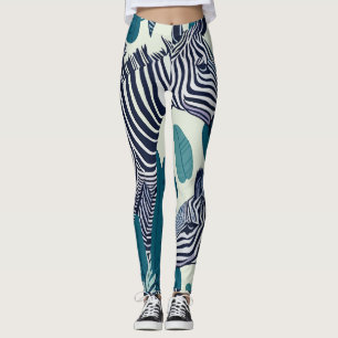 Leggings Abstrait  noir blanc Zèbre Motif de bande