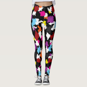 Leggings Abstrait noir coloré irrégulier