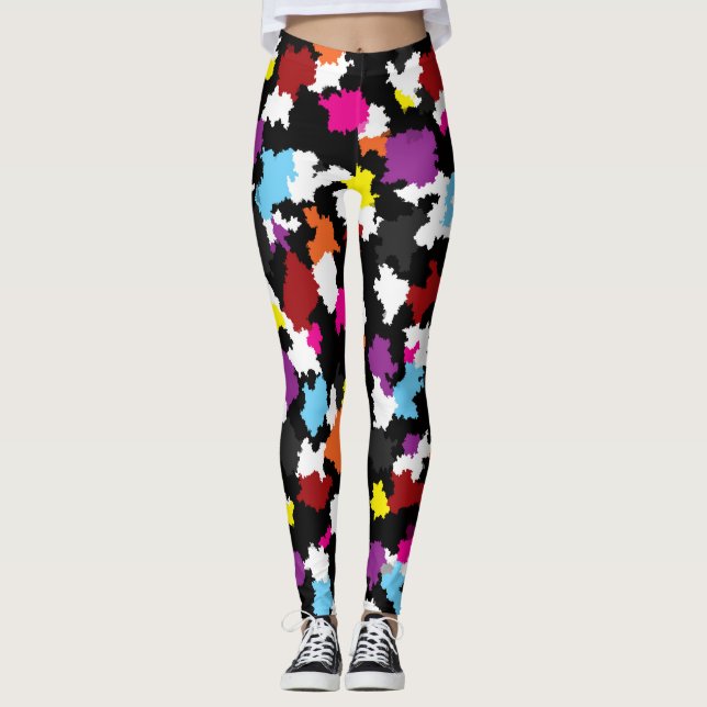 Leggings Abstrait noir coloré irrégulier (Devant)