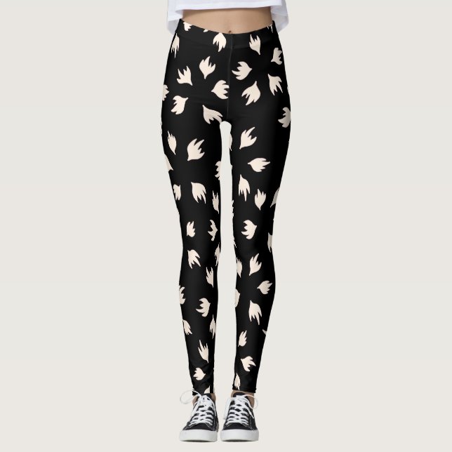 Leggings abstrait noir et blanc (Devant)
