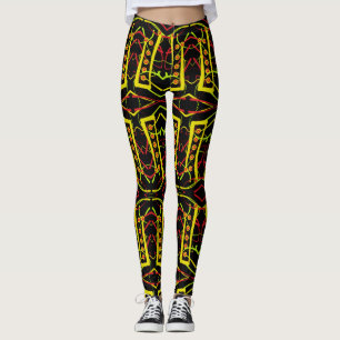 Leggings Abstrait noir et jaune