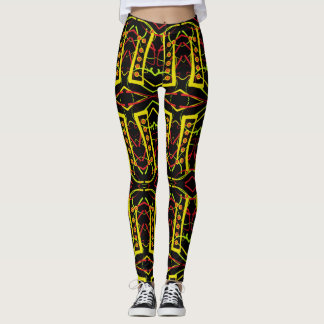 Leggings Abstrait noir et jaune